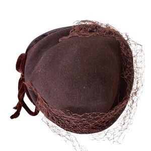 Vintage Berkshire Brown Women's Hat with Veil